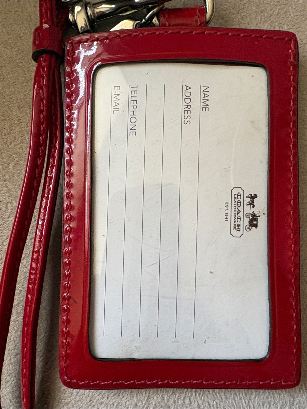 Vintage Coach Red Lanyard with Monkey - Picture 3 of 5